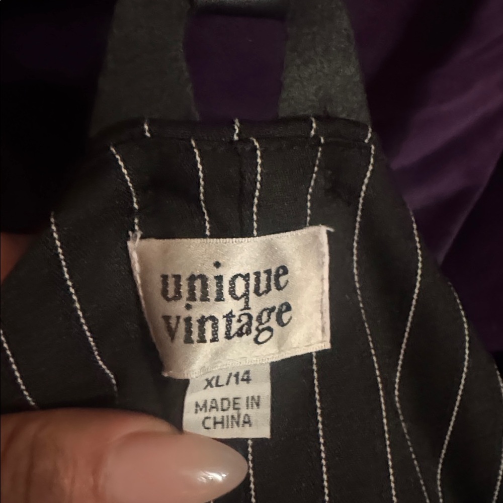 Unique Vintage Black and White Striped Suspender pants . So fly - Picture 4 of 4